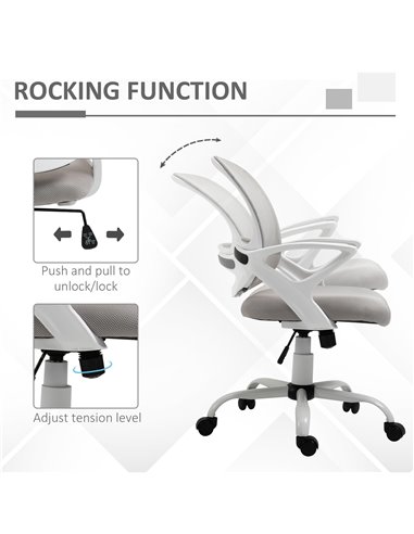 Vinsetto Mesh Swivel Office Desk Chair with Lumbar Back Support, Armrests, Grey