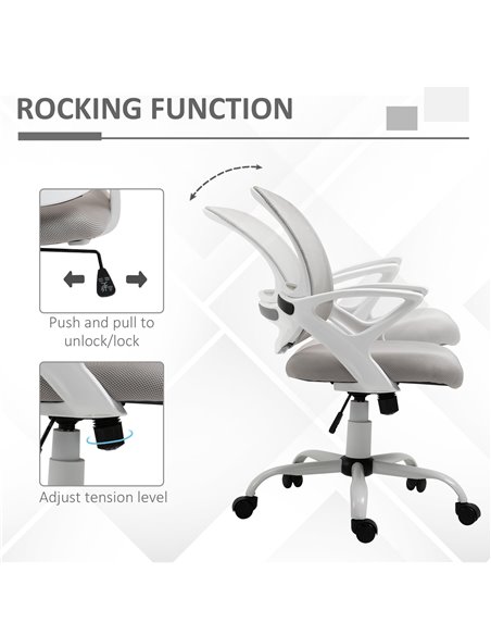 Vinsetto Mesh Swivel Office Desk Chair with Lumbar Back Support, Armrests, Grey - pic 23194 | FastDaddyshop