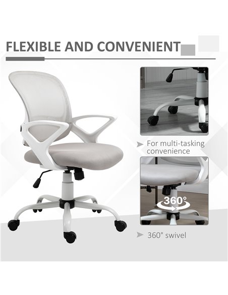 Vinsetto Office Chair Mesh Swivel Desk Chair with Lumbar Back Support Adjustable Height Armrests Grey - pic 23196 | FastDaddyshop