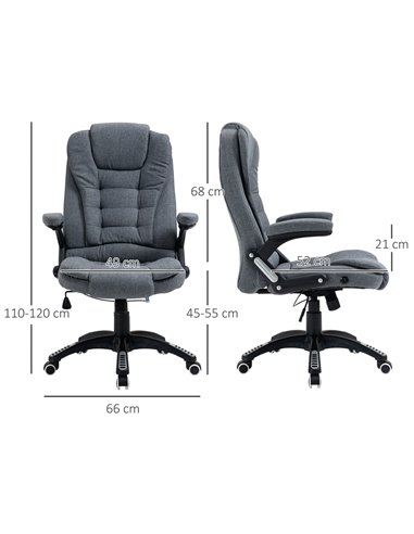 Vinsetto Ergonomic Office Chair with Armrests, Reclining and Tilt Function, Dark Grey