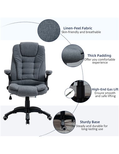 Vinsetto Ergonomic Office Chair Comfortable Desk Chair with Armrests Adjustable Height Reclining and Tilt Function Dark Grey