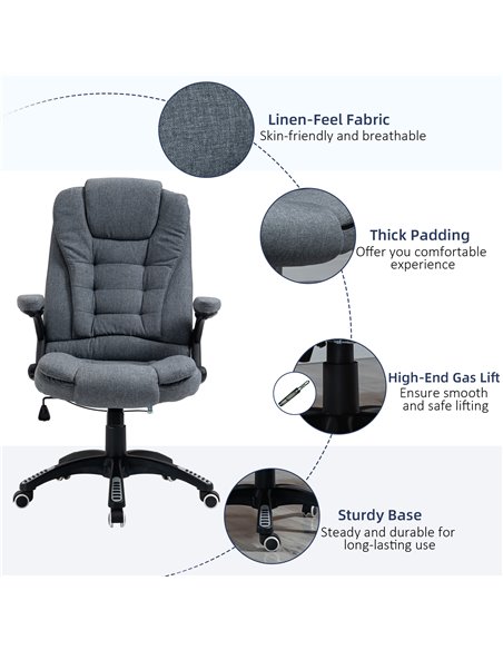 Vinsetto Ergonomic Office Chair Comfortable Desk Chair with Armrests Adjustable Height Reclining and Tilt Function Dark Grey - pic 23206 | FastDaddyshop
