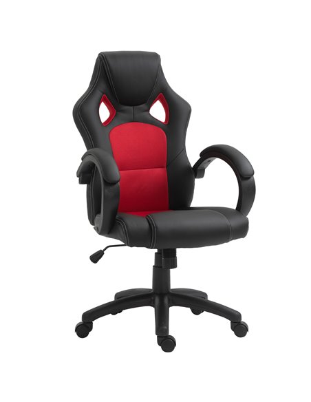 Vinsetto Faux Leather High-Back Office Chair with Wheels, Armrests, Black & Red - pic 23208 | FastDaddyshop
