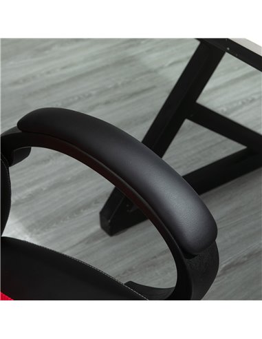 Vinsetto Faux Leather High-Back Office Chair with Wheels, Armrests, Black & Red