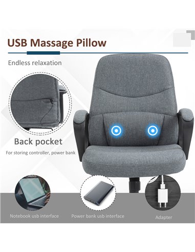Vinsetto High Back Ergonomic Office Chair with Massager, Lumbar  Support, Backrest, Grey