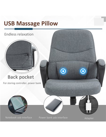 Vinsetto High Back Ergonomic Office Chair with Massager, Lumbar  Support, Backrest, Grey - pic 23220 | FastDaddyshop