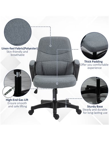 Vinsetto Office Chair with Massager Lumbar High Back Ergonomic Support Office 360° Swivel Chairs Adjustable Height Backrest Grey