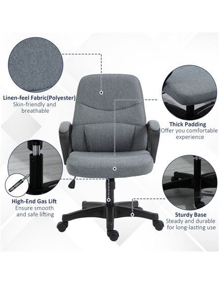 Vinsetto Office Chair with Massager Lumbar High Back Ergonomic Support Office 360° Swivel Chairs Adjustable Height Backrest Grey - pic 23223 | FastDaddyshop
