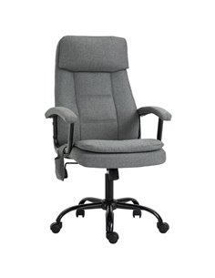 Vinsetto 2-Point Linen-Look Ergonomic Massage Rocking Office Chair, Grey