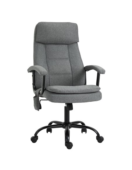 Vinsetto 2-Point Linen-Look Ergonomic Massage Rocking Office Chair, Grey - pic 23226 | FastDaddyshop