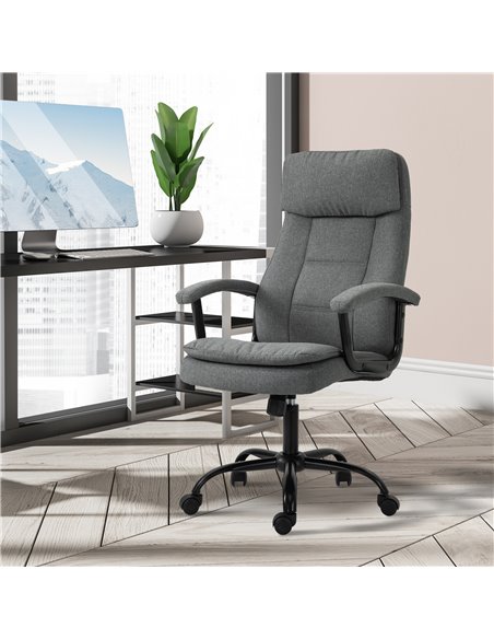Vinsetto 2-Point Linen-Look Ergonomic Massage Rocking Office Chair, Grey - pic 23227 | FastDaddyshop
