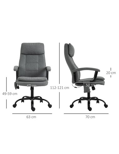 Vinsetto 2-Point Linen-Look Ergonomic Massage Rocking Office Chair, Grey