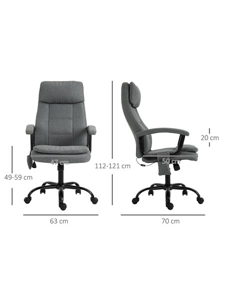 Vinsetto 2-Point Linen-Look Ergonomic Massage Rocking Office Chair, Grey - pic 23228 | FastDaddyshop