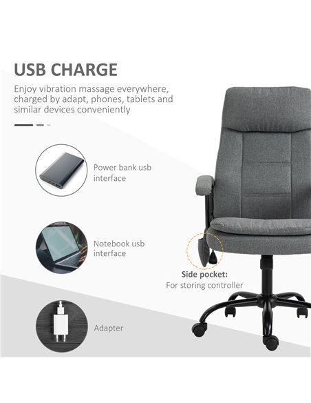 Vinsetto 2-Point Linen-Look Ergonomic Massage Rocking Office Chair, Grey - pic 23229 | FastDaddyshop