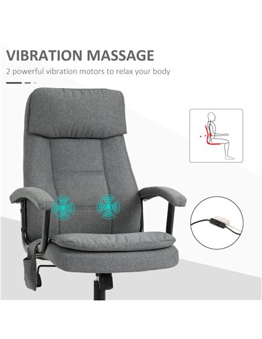 Vinsetto 2-Point Linen-Look Ergonomic Massage Rocking Office Chair, Grey