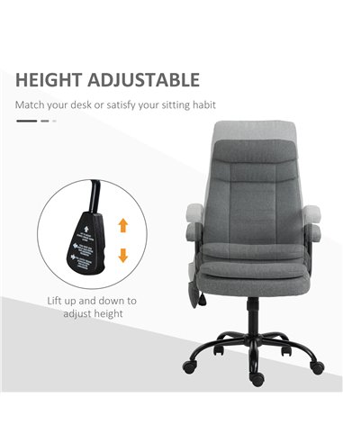 Vinsetto 2-Point Linen-Look Ergonomic Massage Rocking Office Chair, Grey