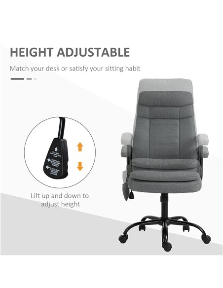 Vinsetto 2-Point Linen-Look Ergonomic Massage Rocking Office Chair, Grey - pic 23231 | FastDaddyshop