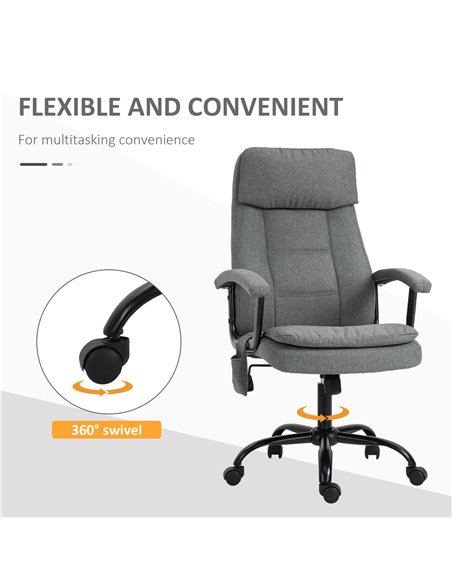 Vinsetto 2-Point Linen-Look Ergonomic Massage Rocking Office Chair, Grey - pic 23232 | FastDaddyshop