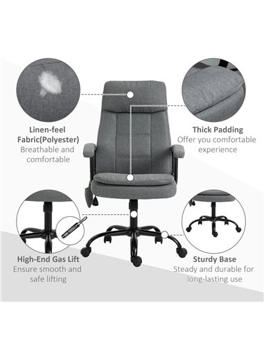 Vinsetto 2-Point Linen-Look Ergonomic Massage Rocking Office Chair, Grey