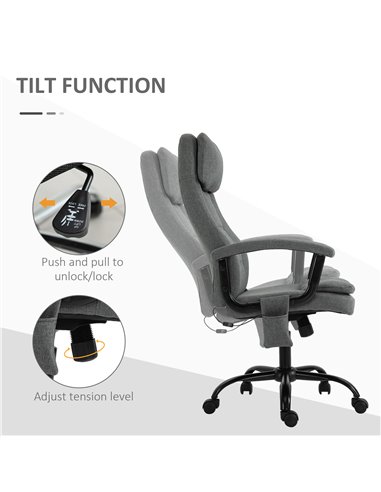 Vinsetto 2-Point Linen-Look Ergonomic Massage Rocking Office Chair, Grey