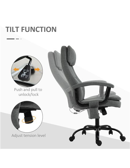 Vinsetto 2-Point Linen-Look Ergonomic Massage Rocking Office Chair, Grey - pic 23234 | FastDaddyshop