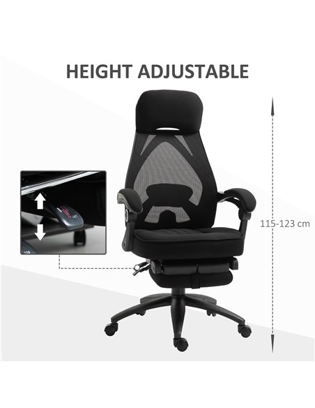 Vinsetto High Back Mesh Office Chair with Footrest, Headrest, Black - pic 23238 | FastDaddyshop