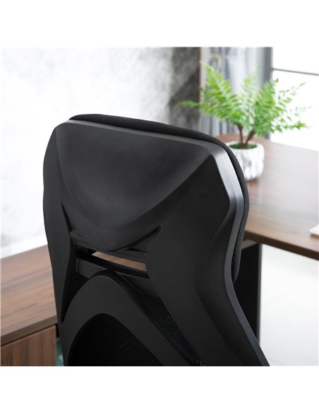 Vinsetto Mesh Office Chair with Footrest for Home Office Lunch Break Recliner High Back Adjustable Height with Headrest, Black - pic 23243 | FastDaddyshop