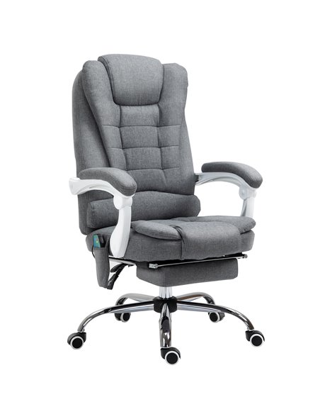 Vinsetto High Back, Heated, Massage Executive Office Chair with 6 Points Vibration, Footrest, Grey - pic 23244 | FastDaddyshop