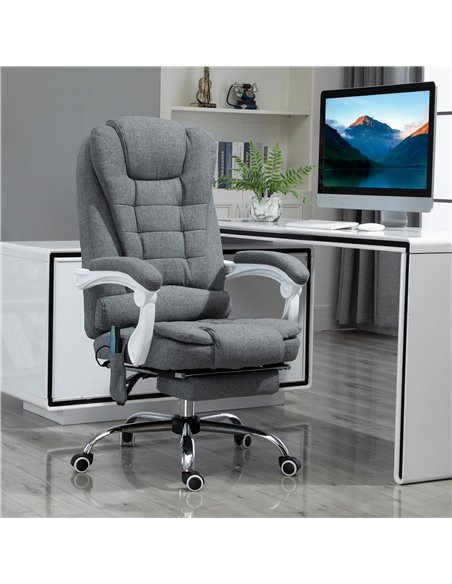 Vinsetto High Back, Heated, Massage Executive Office Chair with 6 Points Vibration, Footrest, Grey - pic 23245 | FastDaddyshop