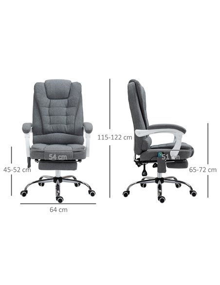 Vinsetto High Back, Heated, Massage Executive Office Chair with 6 Points Vibration, Footrest, Grey - pic 23246 | FastDaddyshop