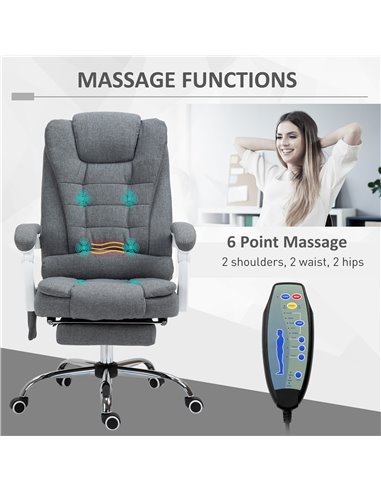 Vinsetto High Back, Heated, Massage Executive Office Chair with 6 Points Vibration, Footrest, Grey