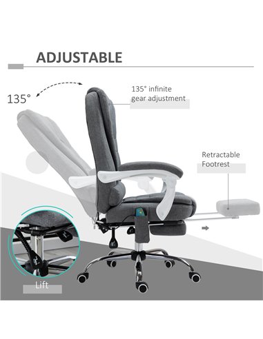 Vinsetto High Back, Heated, Massage Executive Office Chair with 6 Points Vibration, Footrest, Grey