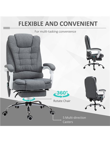 Vinsetto High Back, Heated, Massage Executive Office Chair with 6 Points Vibration, Footrest, Grey - pic 23249 | FastDaddyshop