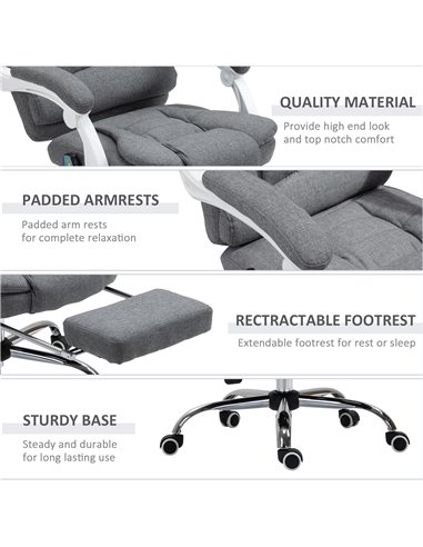 Vinsetto High Back, Heated, Massage Executive Office Chair with 6 Points Vibration, Footrest, Grey