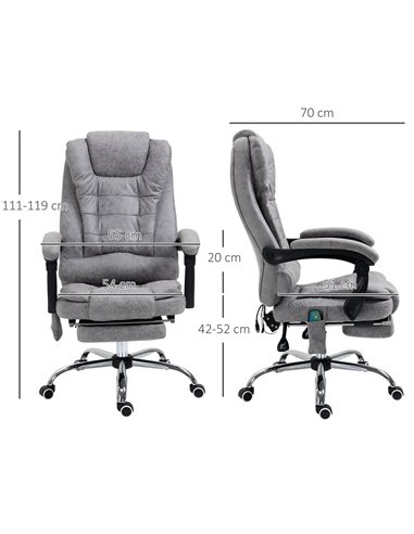 Vinsetto Heated 6 Points Vibration Massage Office Chair with High Back, Footrest, Grey
