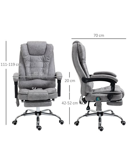 Vinsetto Heated 6 Points Vibration Massage Office Chair with High Back, Footrest, Grey - pic 23255 | FastDaddyshop