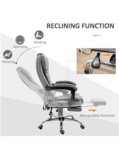 Vinsetto Heated 6 Points Vibration Massage Office Chair with High Back, Footrest, Grey