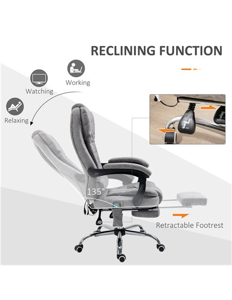 Vinsetto Heated 6 Points Vibration Massage Office Chair with High Back, Footrest, Grey - pic 23257 | FastDaddyshop