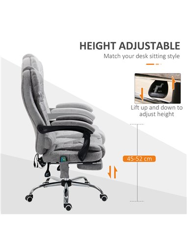 Vinsetto Heated 6 Points Vibration Massage Office Chair with High Back, Footrest, Grey