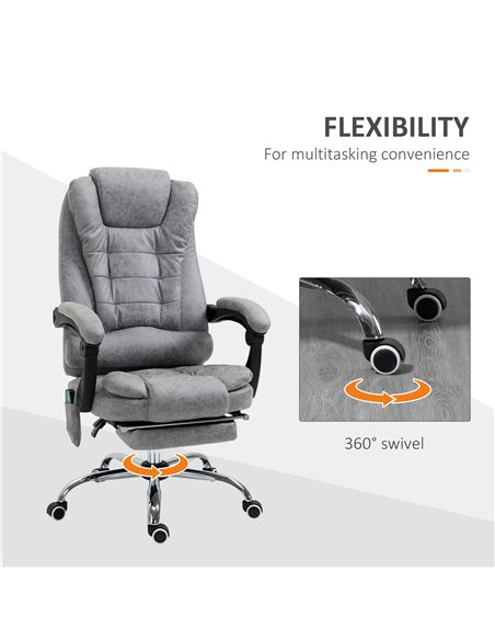 Vinsetto Heated 6 Points Vibration Massage Office Chair with High Back, Footrest, Grey - pic 23259 | FastDaddyshop