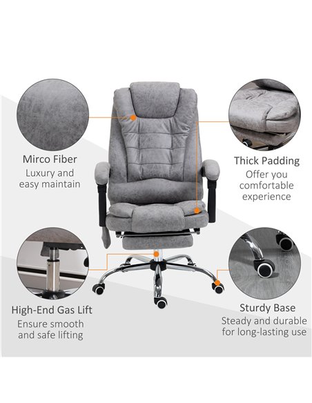 Vinsetto Heated 6 Points Vibration Massage Office Chair with High Back, Footrest, Grey - pic 23260 | FastDaddyshop