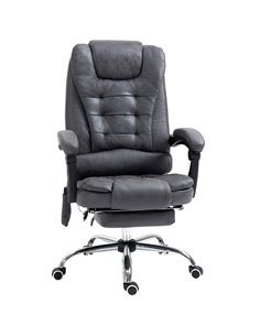 Vinsetto Heated 6 Points Vibration Massage Office Chair with Footrest, Dark Grey
