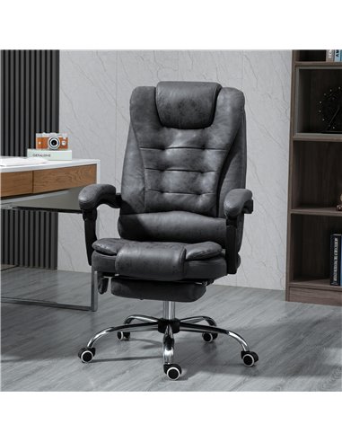 Vinsetto Heated 6 Points Vibration Massage Office Chair with Footrest, Dark Grey