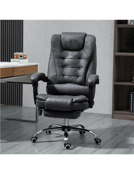 Vinsetto Heated 6 Points Vibration Massage Office Chair with Footrest, Dark Grey - pic 23263 | FastDaddyshop