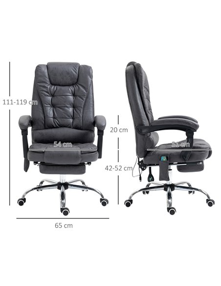 Vinsetto Heated 6 Points Vibration Massage Office Chair with Footrest, Dark Grey - pic 23264 | FastDaddyshop