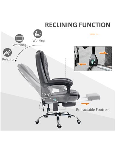 Vinsetto Heated 6 Points Vibration Massage Office Chair with Footrest, Dark Grey