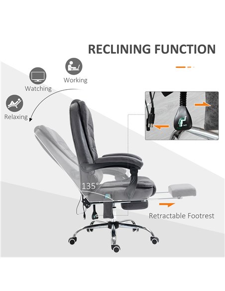 Vinsetto Heated 6 Points Vibration Massage Office Chair with Footrest, Dark Grey - pic 23266 | FastDaddyshop