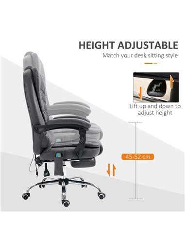 Vinsetto Heated 6 Points Vibration Massage Office Chair with Footrest, Dark Grey