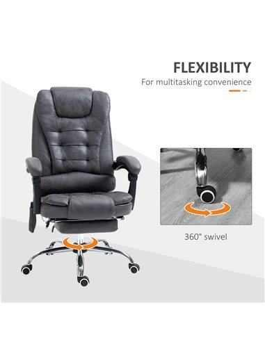 Vinsetto Heated 6 Points Vibration Massage Office Chair with Footrest, Dark Grey