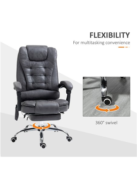 Vinsetto Heated 6 Points Vibration Massage Office Chair with Footrest, Dark Grey - pic 23268 | FastDaddyshop